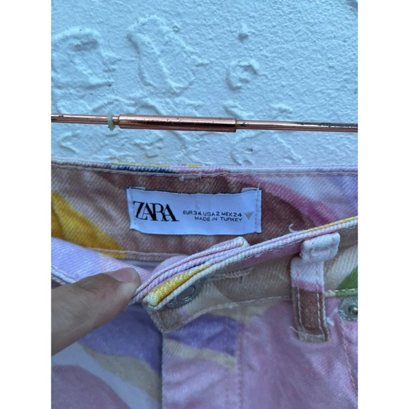 Zara Womens Mid Rise Straight Leg Marble Jeans Multicolor Size 2 - Picture 8 of 16
